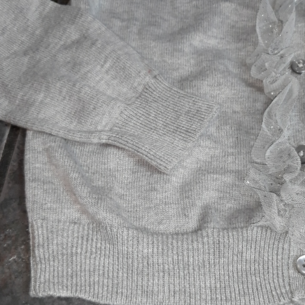 Fancy Sweater Gray With Ruffles 7 / 8 - Picture 7 of 8